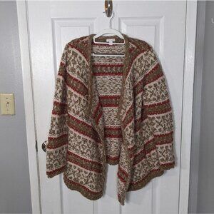 J. Jill Women's Red and Tan Cardigan